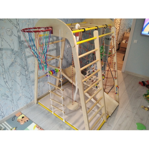 ДСК "Весёлый малыш "WOOD" комплектация горкой с мягкими бортиками