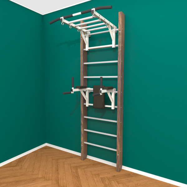 Брашированная шведская стенка "Кастерли" Классик РБ (Белые ступени)