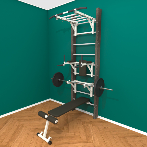 Брашированная шведская стенка "Кастерли" Классик РБСШ (Черные ступени)