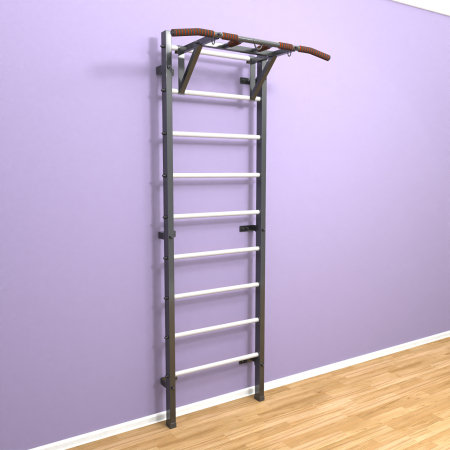 Шведская стенка «LittleSport» ПУ Графит белые ступени