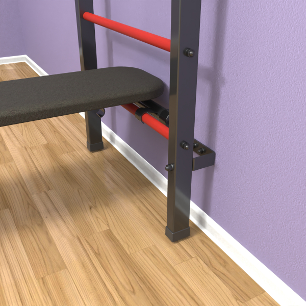 картинка Шведская стенка «LittleSport» ПУ 3.0 Графит красные ступени от магазина Лазалка