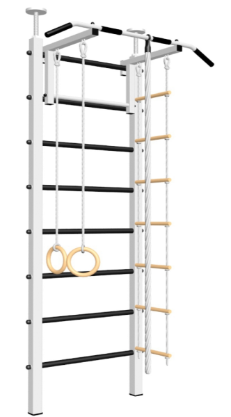 Шведская стенка Sv Sport враспор (Турник стандарт/Канат/Кольца/Лестница) (высота 275-295см) В702