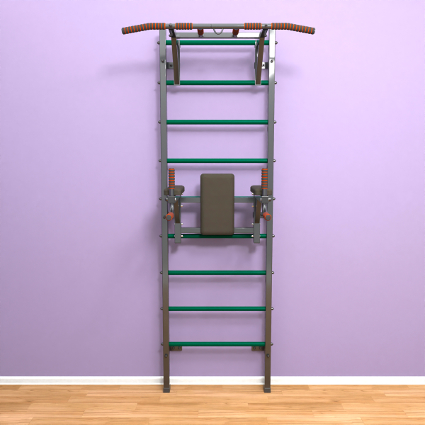 Шведская стенка «LittleSport» ПУ 2.0 Графит зеленые ступени