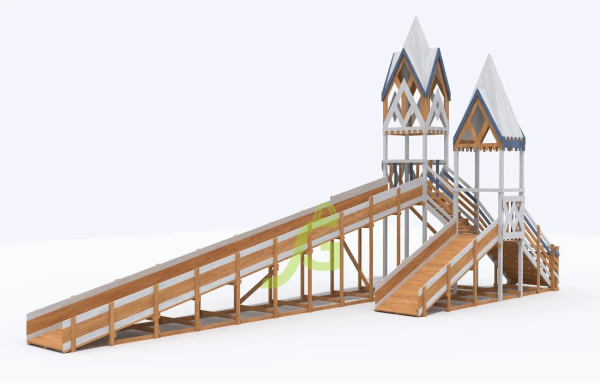 Зимняя деревянная горка "IgraGrad Snow Fox 12 м" с двумя скатами мод.224