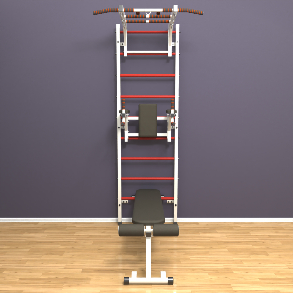 Шведская стенка «LittleSport» Л 3.0 Белый красные ступени