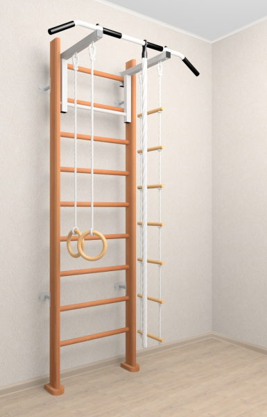 Деревянная шведская стенка Sv Sport 902о (Турник стандарт/Канат/Кольца/Лестница)