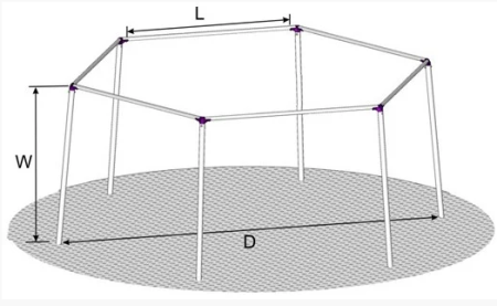 картинка Уличные качели Sv Sport шестиугольник (высота 2.5м / диаметр 6.7м) УК200 от магазина Лазалка