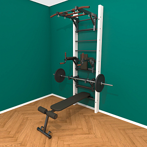 Брашированная шведская стенка "Кастерли" White ТБCШ (Черные ступени)