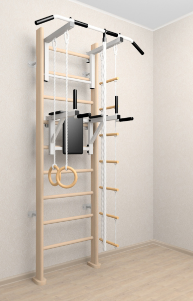 Деревянная шведская стенка Sv Sport 904с (Турник стандарт/Брусья/Канат/Кольца/Лестница)