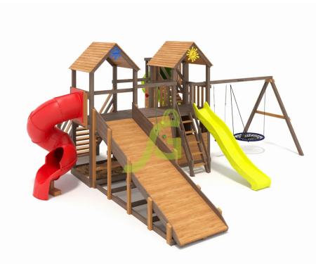 картинка Детская площадка IgraGrad Комбо SF с двумя трубами от магазина Лазалка