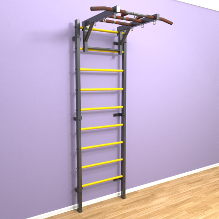 картинка Шведская стенка «LittleSport» Л Графит желтые ступени от магазина Лазалка