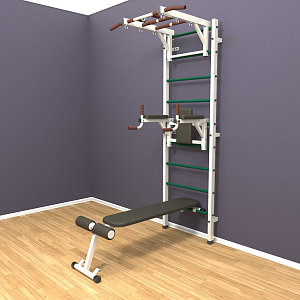 Шведская стенка «LittleSport» White Long 3.0 зеленые ступени