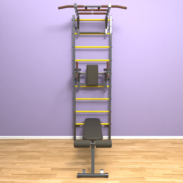 Шведская стенка «LittleSport» Л 3.0 Графит желтые ступени