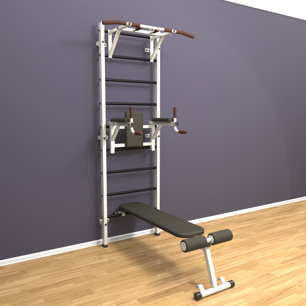 картинка Шведская стенка «LittleSport» ПУ 3.0 Белый черные ступени от магазина Лазалка