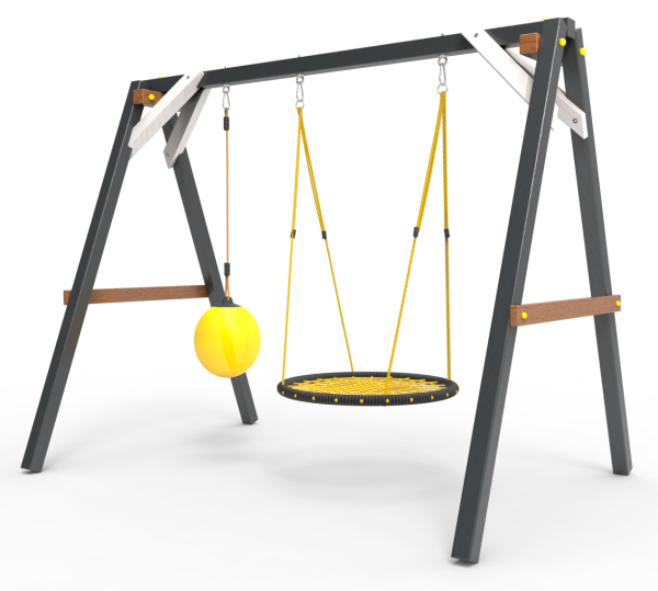 Деревянные качели Пикник 2 "Ультра" (качели гнездо 1м + качели шар)