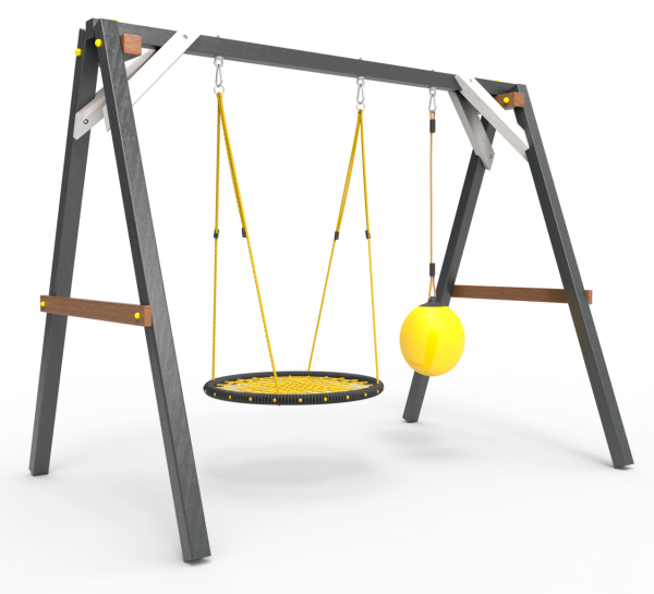 Деревянные качели Пикник 2 "Ультра" (качели гнездо 1м + качели шар)