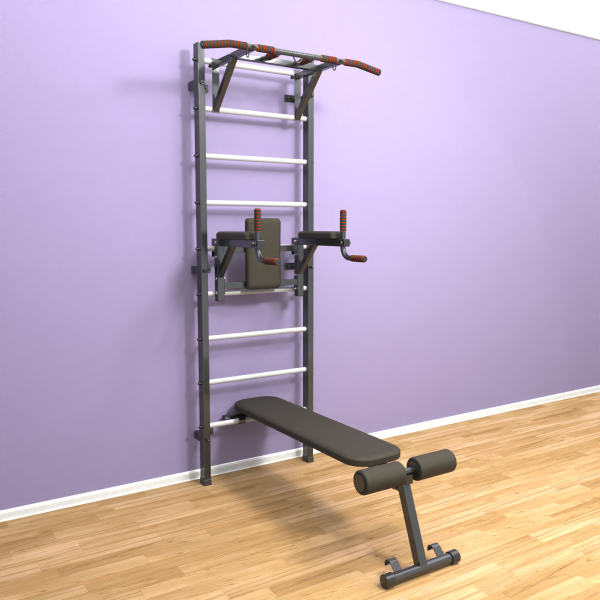 картинка Шведская стенка «LittleSport» ПУ 3.0 Графит белые ступени от магазина Лазалка