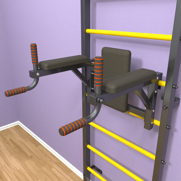 Шведская стенка «LittleSport» ПУ 2.0 Графит желтые ступени