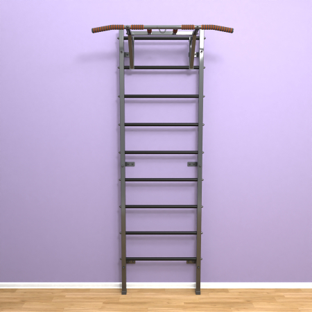 Шведская стенка "LittleSport" ПУ Графит черные ступени