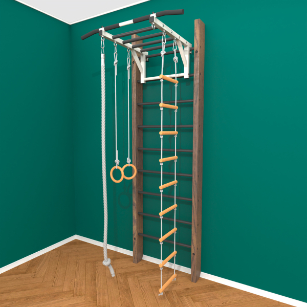 Брашированная шведская стенка "Кастерли" Классик РД (Черные ступени)