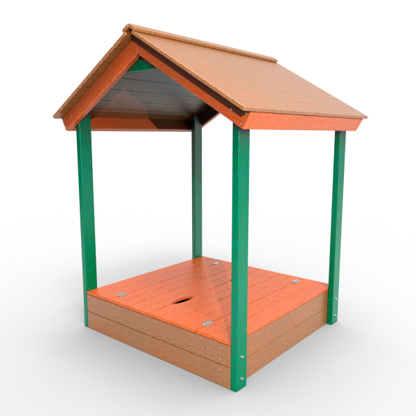 картинка Детская деревянная песочница с крышей "Вега" от магазина Лазалка