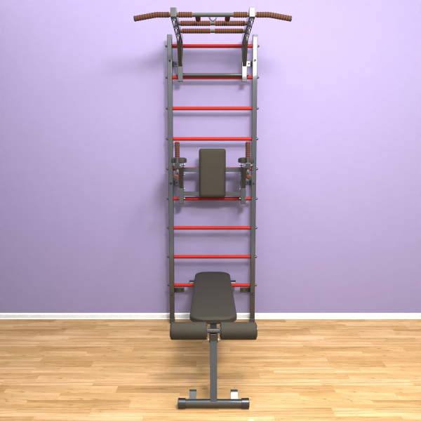 Шведская стенка «LittleSport» Л 3.0 Графит красные ступени