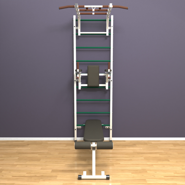 Шведская стенка «LittleSport» Л 3.0 Белый зеленые ступени
