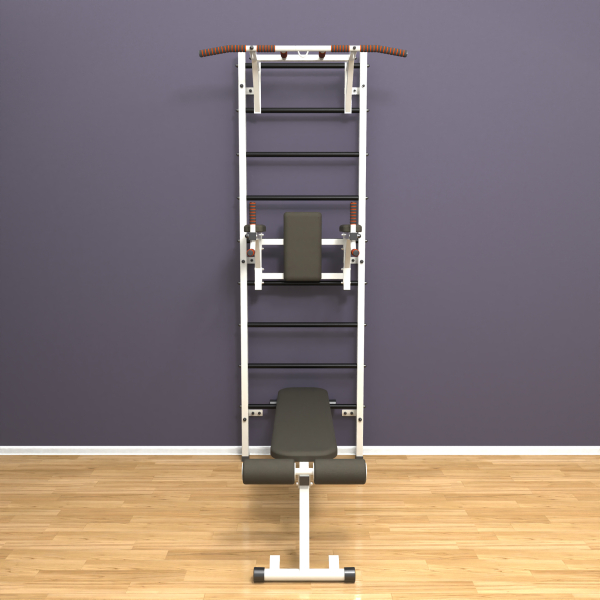 картинка Шведская стенка «LittleSport» ПУ 3.0 Белый черные ступени от магазина Лазалка