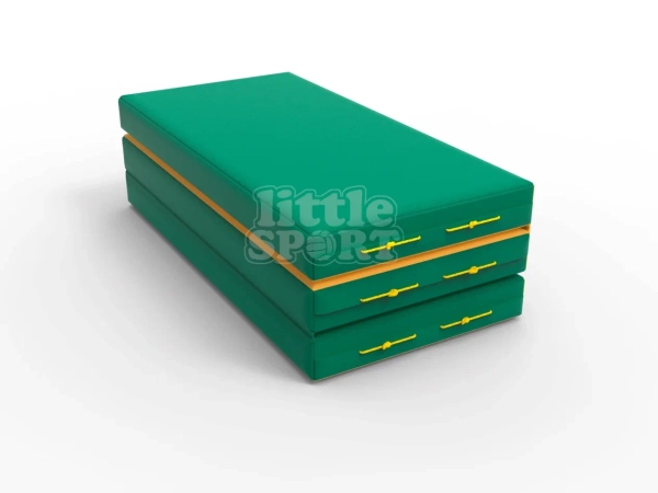 картинка Мат кожзам LittleSport (100х150х10см) складной в 3 сложения зеленый/желтый от магазина Лазалка