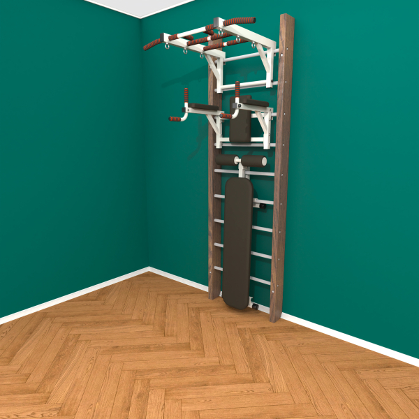 картинка Брашированная шведская стенка "Кастерли" Классик ТБС (Белые ступени) от магазина Лазалка