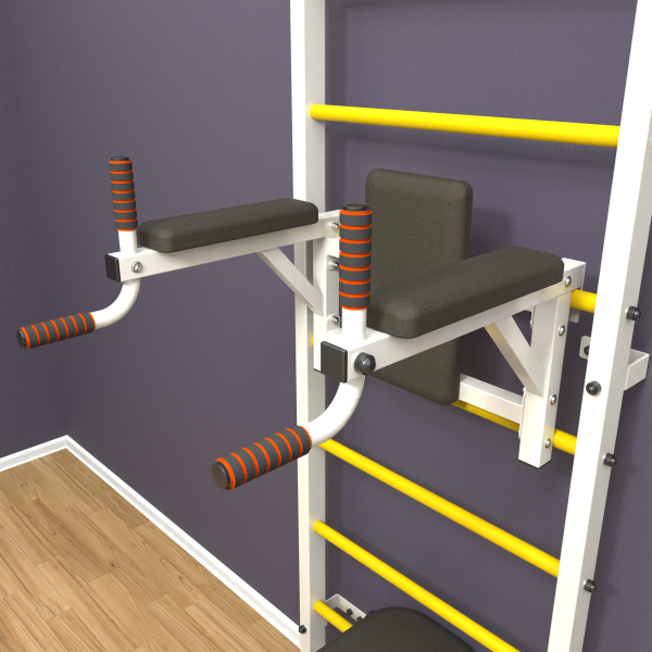 картинка Шведская стенка «LittleSport» ПУ 3.0 Белый желтые ступени от магазина Лазалка