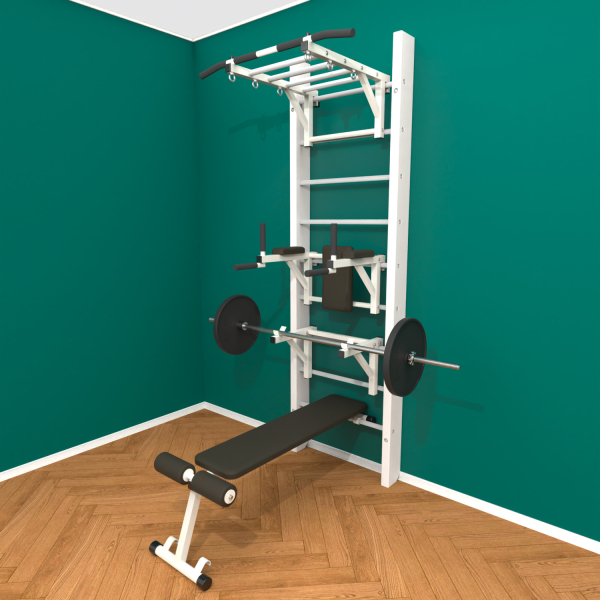 Брашированная шведская стенка "Кастерли" Белый РБСШ (Белые ступени)